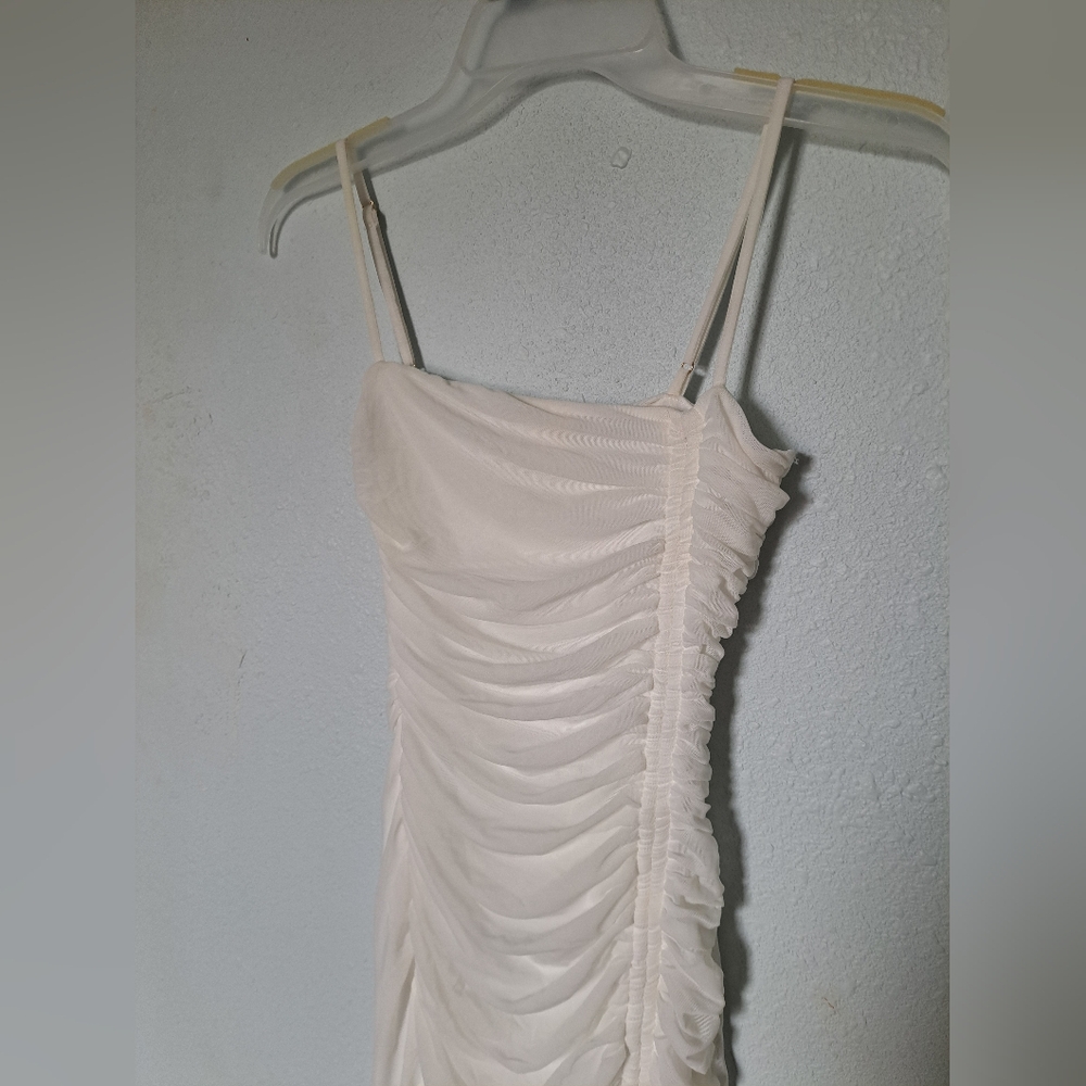 Fashion Nova White Ruched Dress - Picture 3 of 8